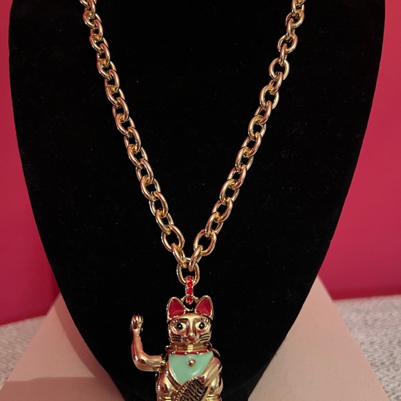 Betsey johnson - LUCKING OUT LUCKY CAT PENDANT NECKLACE RED NWT - Picture 9 of 10